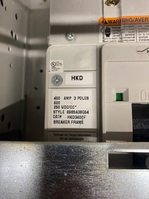 400 Amp, Eaton #HKD, Breaker, w/ frame, 250 VDC/CC, 3 pole, new - Image 2