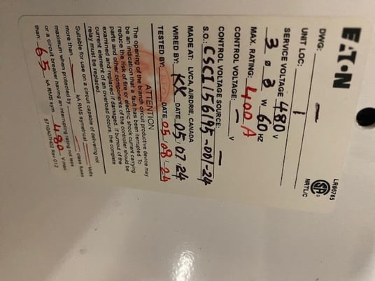 400 Amp, Eaton #HKD, Breaker, w/ frame, 250 VDC/CC, 3 pole, new - Image 3