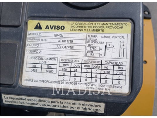 Caterpillar Lift Trucks GP40N1-LE, Forklift, 2994 hours, S/N: AT4011719, 2022 - Image 7