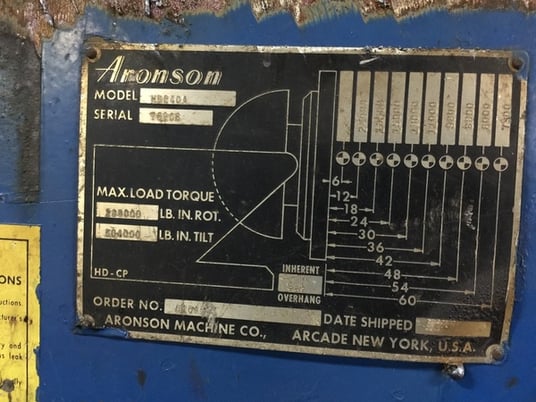 24000 lb. Aronson #HD240A, welding positioner, 12", 115 V.Remote Pendant - Image 7