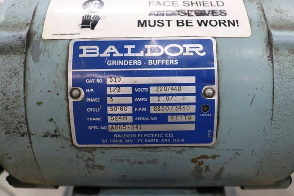 6" Baldor #510, pedestal tool grinder, 1/2 HP, work light, 460 V. - Image 8