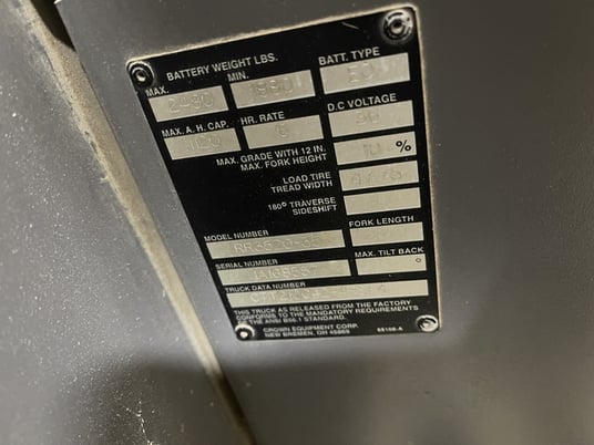 3000 lb. Crown #RR3520-35, Electric Reach Fork Lift, 210" max. fork height - Image 7