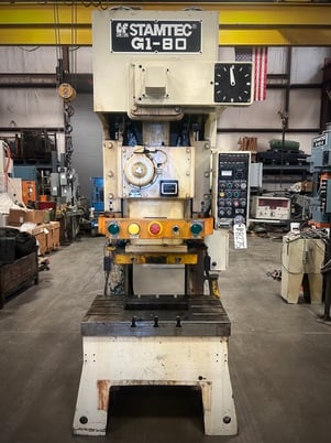 88 Ton, Stamtec #G1-80, Back Geared OBI Press, 2.8" stroke, 14.6" daylight, 50-120 SPM, 3.2" adj, 39.4" x - Image 3