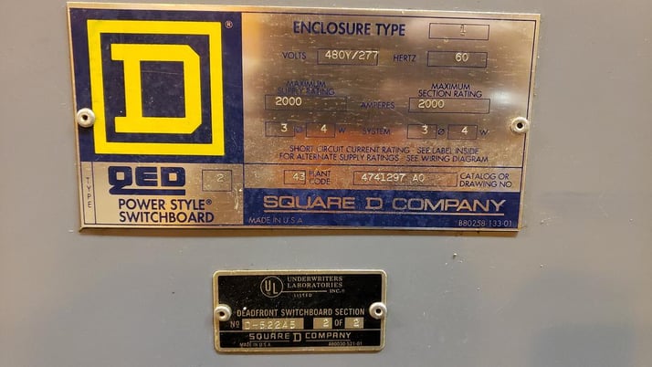 2000 Amps, Square D, QED Shut Off Switchboard, 480Y/277 Volts, Type 1 encl - Image 4