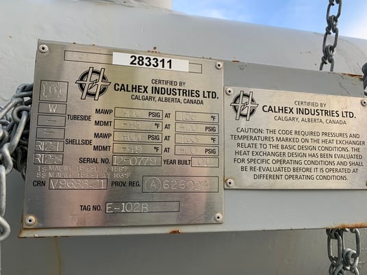 100 sq.ft., 400 psi shell, 400 psi tube, Calhex Industries #3244, Heat Exchanger, 24" Diameter, 52.4' L, 2012 - Image 4