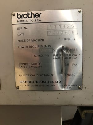 Brother #TC-2SA, Drilling & Tapping Center, 19" X, 14" Y, 10.6" Z, 10000 RPM, BT-30, 14 automatic tool - Image 4