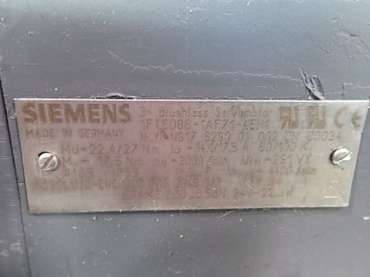Siemens #1FT6086-1AF71-4EH1, Servo Motor, 3 Phase, 3000 RPM - Image 5
