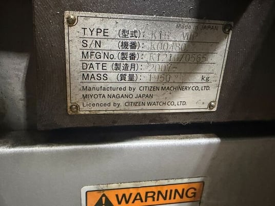 Citizen #K16E-VIIP, Swiss type CNC sliding headstock lathe, 10000 RPM, 2 spindles w/16mm bar capacity, 200mm - Image 10