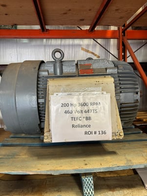 200 HP 3600 RPM Reliance, Frame 447TS, TEFC, 460 Volts, Rebuilt - Image 1