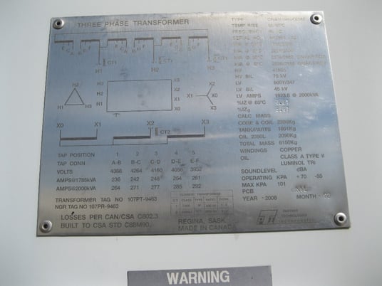 2000 KVA 4160 Primary, 600/347 Secondary, PTI transformer - Image 2