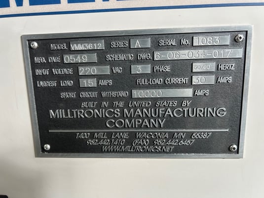 Milltronics #VMM3612, vertical mill, 9" x49" T-slotted table, 3 HP, electronic speed Control, 2005 - Image 8