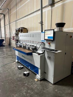 Omal #HBD-1300, CNC bore glue & dowel inserter, PLC Control, 164 FPM, 14.5" diameter vibratory dowel hopper - Image 2