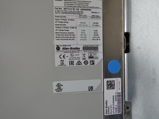 75 HP Allen-Bradley, 20F1AND125JN0NNNNN, Powerflex 753, VFD Drive, 400 Volts, 2020 - Image 4