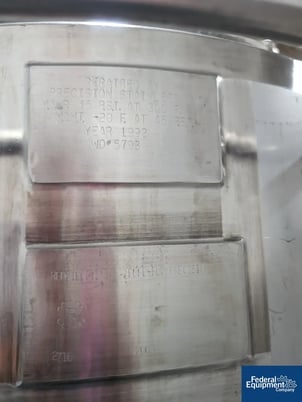 53 gallon Precision, Reactor, 316 Stainless Steel, 28" diameter x 17" straight side, dish top & bottom, 45 - Image 3