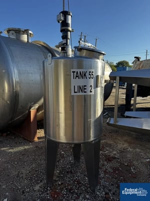 220 gallon Tank, 316 Stainless Steel, 40" diameter x 40" straight side, cone top, agitator, pneu valves (2 - Image 1