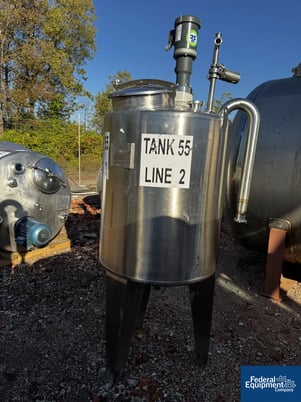 220 gallon Tank, 316 Stainless Steel, 40" diameter x 40" straight side, cone top, agitator, pneu valves (2 - Image 3