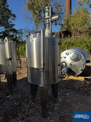 220 gallon Tank, 316 Stainless Steel, 40" diameter x 40" straight side, cone top, agitator, pneu valves (2 - Image 4