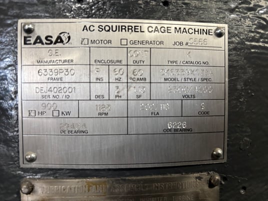 900 HP 1185 RPM General Electric, Frame 6339P30, weather protected enclosure type 1, VHS, vertical hollow - Image 1