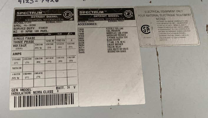 1250 KW Spectrum / Spectrum #1250DS, diesel generator set, 277/480 Volts - Image 7