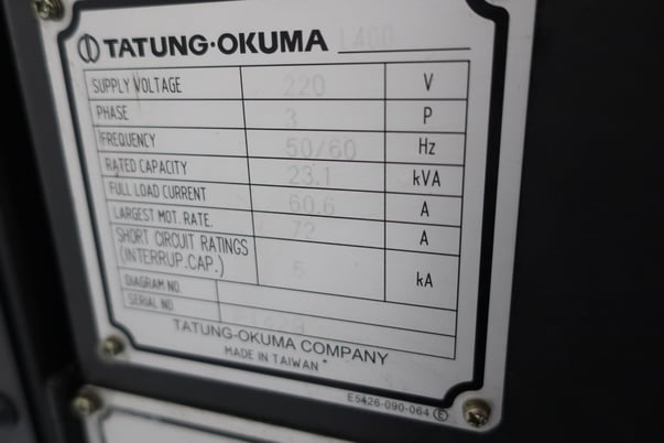 Okuma #Genos-L400, 2-Axis CNC turning center lathe, OSP-P300L-R, 20.4" swing, 19.6" centers, 10" chuck, 3.1" - Image 9