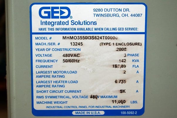 53" wide x 99" long, GED #MHMO355013S624T00000, Heated Roller Press, 6" x 88" rolls, 480 V., 2008 - Image 6