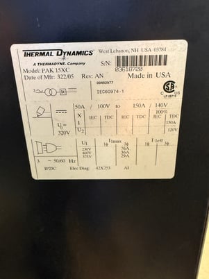 Thermal Dynamics #Pak-Master-150XL, plasma machine w/hand held torch - Image 6