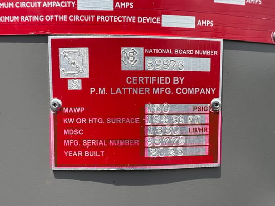 40 HP Lattner Boiler Works, vertical boiler with boiler feed tank, Natural gas, 2023, ready to ship - Image 2