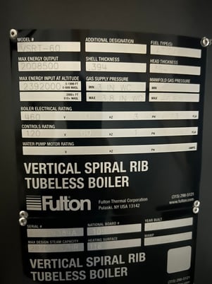 120 HP (2x60) Fulton Boiler Company #VSRT, with support skid, 2022 - Image 9