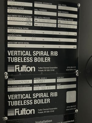 120 HP (2x60) Fulton Boiler Company #VSRT, with support skid, 2022 - Image 10