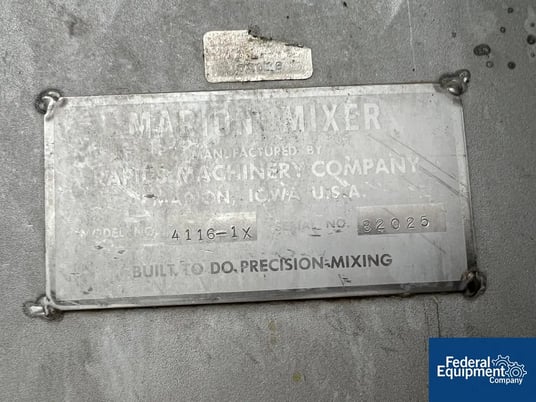 133 cu.ft. Marion #4116-1X, Paddle Blender, Stainless Steel, 54" width x 96" L trough, 40 HP, 208/230/460 V. - Image 3