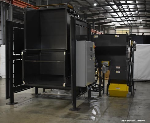 NBE, Bulk Tote Container Unloader, w/ Powered Roller & Cleated Incline Conveyor - Image 3