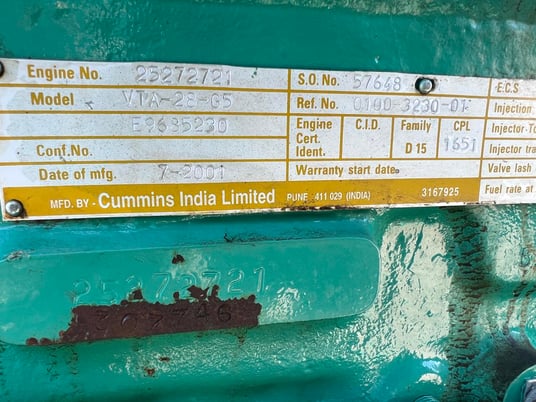 600 KW Onan, Cummins #VTA-28-G5, diesel generator set, open skid, 277/480 Volts, 225 hours, 2001 - Image 9