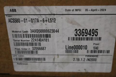 Abb acs580-01-017a-6+l512 ac drive 3~525-600v in 15hp 17a type 1 - stock gf36 - Image 5