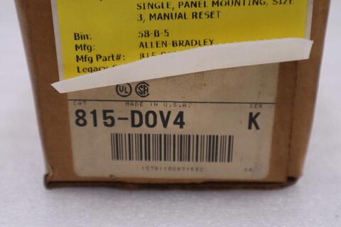 Allen-Bradley Bradley 815-D0V4 Ser K Manual Size 3 Heater Overload Base - STOCK 5718CC - Image 2
