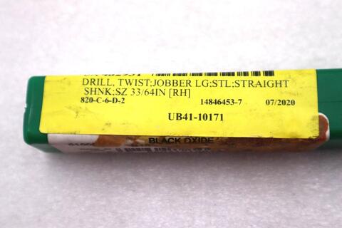 HSS Black Oxide Jobber Length Drill Bit 820-C-6-D-2 New Open Box #K-2238 - Image 1