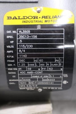New baldor vl3505 motor .5hp 115/230v 1140rpm 56c stk m198cc - Image 2