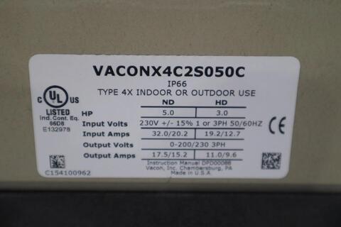 Danfoss vacon x4c2s050c variable frequency drive 136f0600 constant stk h1125 - Image 3