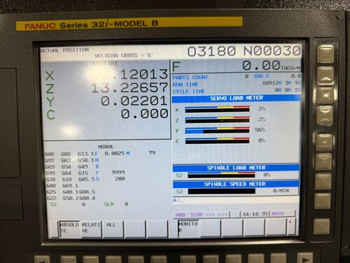 Tsugami #B0386III, CNC swiss lathe, 1.5" capacity, 10 HP, 6000 RPM, 8-Axis, Fanuc 32I-B, 12' FMB Turbo 5-55 - Image 2