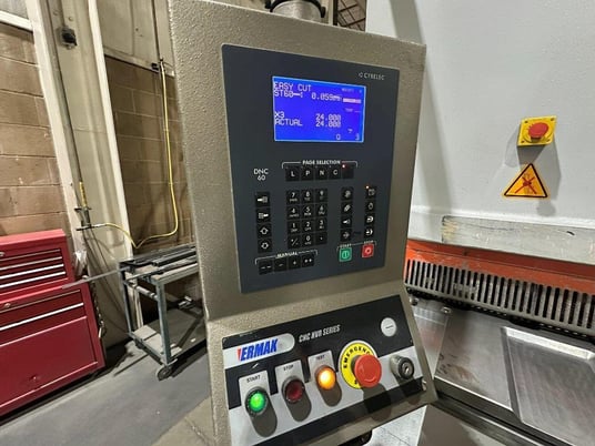 3/8" x 13' Ermaksan #HVR, CNC Hydraulic Shear, 161" overall, 10-17 SPM, 39.4" Back Gauge, 30 HP, Cybelec cnc - Image 3