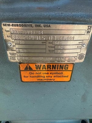 7.5 HP 1720 RPM Sew-Eurodrive, TEFC, DFV132S4, SEW RX107DV132S4, 3.38:1 Ratio, 230/460 Volts - Image 8