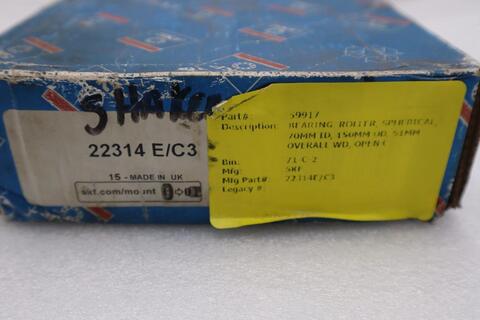 New SKF 22314 E/C3 Spherical Roller Bearing - STOCK 2942CC - Image 2