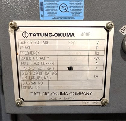 Okuma #Genos-L400, 2-Axis CNC turning center lathe, OSP-P200L-R Control, 20.4" swing, 19.6" centers, 10" - Image 10