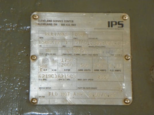 500 HP 1800 RPM Reliance, Frame B508ATZ, DPFVBB, 500 VA, 300 VF - Image 3