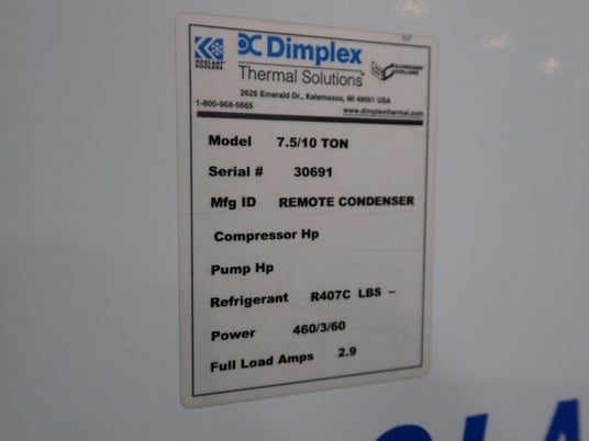 Dimplex Thermal Solutions #7.5/10-Ton, Chiller, R407C, 460 V - Image 2