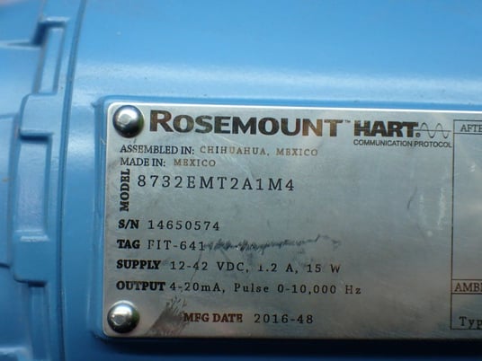 Rosemount, 8732EMT2A1M4, Transmitter, -40&deg;C to 60&deg;C Temp. Range, 15 Watts, 4-20 mA, 12-42 VDC, 2016 - Image 6