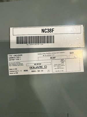 225 Amp. Square D, NC38F, Type 1 Enclosure 3-Phase, 4-Wire, 120/208Y Volts w/ misc. breakers - Image 3