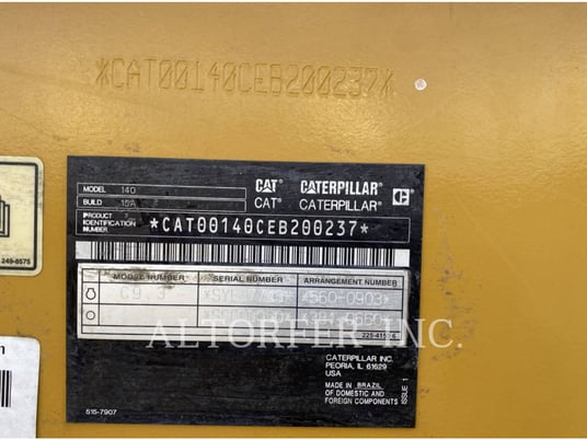 Caterpillar 140-15, Motor Grader, 3333 hours, S/N: EB200237, 2020 - Image 5