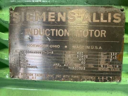 350 HP 3600 RPM Siemens-allis, Frame 509US, TEFC BB, 460 Volts - Image 4