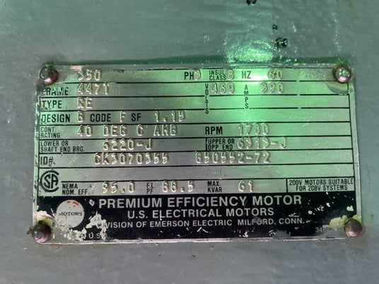 350 HP 1800 RPM U.S. Motors, Frame 447T, Drip-Proof Ball Bearing, 460 Volts - Image 2