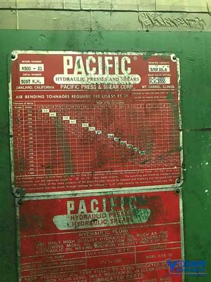 500 Ton, Pacific #K500-21, hydraulic brake, 21' overall, 197" between housing, 12" stroke, 1972, #63121 - Image 8
